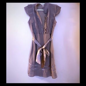 Beige/tan colour ruffled mini dress